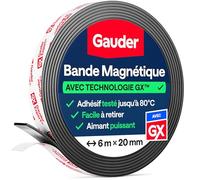 GAUDER Bande Magnétique Adhésif Puissant - Ruban Magnétique Découpable avec Force d’Adhérence Élevée - Ruban Aimanté Autocollant pour Bricolage (6 m x 20 mm)