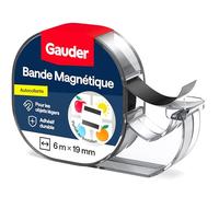 GAUDER Bande Magnétique avec Distributeur - Ruban Magnétique Autocollante pour Objets Légers - Ruban Aimanté à Découper pour Cartes Postales & Photos sur Surfaces Métalliques (6 m x 19 mm)