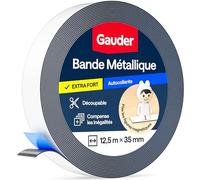 GAUDER Bande métallique autocollante - Ruban magnétique pour aimants et figurines Tonie® & étagères - Bande Ferro & ruban ferreux pour bricolage et organisation (12.5 m x 35 mm - blanc)