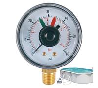 Gauge De Pression D'eau - Débit De Pompe, Lecteur De Piscine Durable, Cadran D'essai D'aquarium | Bâtiment De Boîtier Étanche Renforcé, Affichage D'étalonnage Facile À Lire Pour Les Vérifications D'éq