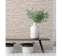 GAULAN 500127675 Papier peint vinyle lessivable imitation mur de pierre d'ardoise texturé en relief beige pour mur salon cuisine bain salle à mange - Échantillon DIN A4