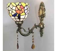 GAUUA Applique Murale en Forme De Fleur De Papillon, Applique Murale De Style Tiffany avec Luminaire en Verre Teinté, Éclairage pour Chambre De Fille, Chevet, Couloir, Balcon