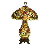 GAUUA Lampe De Table De Style Tiffany Vitrail Pastoral Américain Adapté Au Salon Salle À Manger De Chambre Lampe De Table Libellule Verte