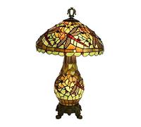GAUUA Lampe Tiffany Style Tiffany Mère Et Enfant Lampe De Table Fond Vert Libellule Art Salon Chevet Éclairage Lampe De Bureau 16 Pouces