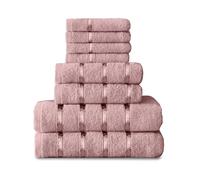 Gaveno Cavailia Lot de 8 Serviettes de Luxe Boston Bale - Extra Douces - 100% Coton égyptien - Serviettes très absorbantes - 450 g/m² - Rose poudré
