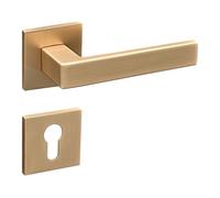 Gavroche Lot de poignées de porte profilées PZ | Poignée de porte intérieure en or mat | Poignée de porte de chambre avec rosace carrée en zinc | Ferrure de porte en forme de L