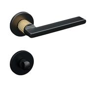 Gavroche Poignée de porte - Poignée de porte - Noir et doré vieilli BB PZ - Ensemble de rosaces pour WC et salle de bain