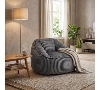 GAWYOEX Pouf en velours côtelé 92 l x 98 P x 73 H cm | Pouf de salon, rembourrage en mousse à mémoire de forme, bulles rayées, moelleuse, confortable, canapé confortable