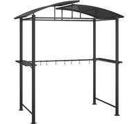 Gazebo BBQ et étagères latérales anthracite 210x114x230cm acier