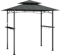 Gazebo BBQ et étagères latérales anthracite 240x150x243cm acier