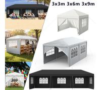 Gazebo de jardin 3x3m 3x6m 3x9m avec parois latérales amovibles, tente de jardin à structure en acier, pavillon anti-UV pour mariage, anniversaire, événement White