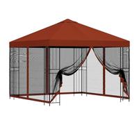 Gazebo de jardin avec parois latérales 3 x 3 m Terre cuite | Cadre robuste, housse imperméable en polyester PA, ventilation à double couche, utilisation polyvalente, design intégré