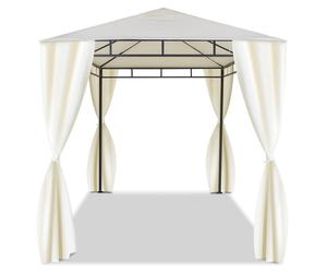 Gazebo extérieur 3x2 M en fer forgé élégant gazebo de jardin complet avec rideaux latéraux couleur écru