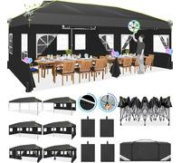 Gazebo, imperméable, trou d'aération, bandes réfléchissantes, noir, 3x6M