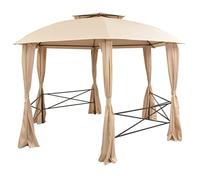 Gazebo Jardin avec Rideaux 360x265 cm | Polyester avec revêtement de PA, acier peint en poudre, double ventilation, installation facile