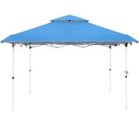 Gazebo - Pavillon - Pop-up Partytent - Tente de plage - Pour terrasse, jardin & fêtes - 3,6x3,6m - Bleu - Résistant à l'eau & aux UV - Réglable en hauteur
