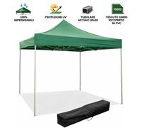 Gazébo pliable pliable 3x3 Vert recouvert de PVC imperméable