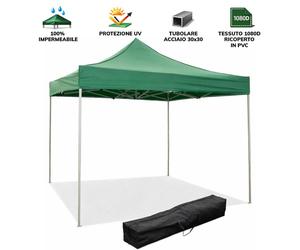 Gazébo Pliable Pliable 3X3 Vert Recouvert De Pvc Imperméable