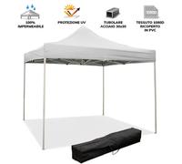 Gazébo Pliant Pliant 3X3 Blanc Recouvert De Pvc Imperméable