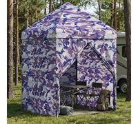 vidaXL Tente pop-up avec 4 parois latérales, dimensions 2,9 x 2,9 m, motif camouflage bleu