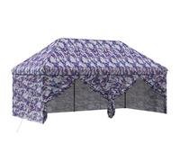 Gazebo pop-up avec 4 parois latérales 3 x 6 m Bleu Camouflage | Tissu Oxford 210D, couche argentée, imperméable, résistant aux UV, cadre en fer, trois niveaux de hauteur