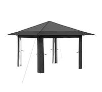 Gazebo sans Paroi Latérale Gris Et Anthracite Oxford 210D Acier | Toile argentée -UV, cadre robuste, hauteur triple réglage, cordes et piquets stables, sac roulant inclus