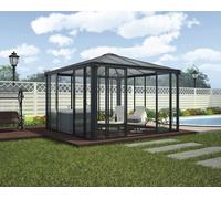 Gazebo tonnelle fermée 17.78m² gris anthracite - Palram - 704745 - ledro 3600