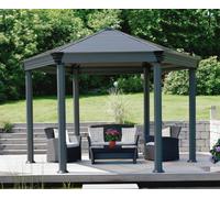 Gazébo tonnelle hexagonale 11.16m² gris anthracite - Palram - 703445 - roma