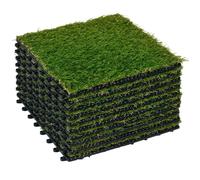 Gazon synthétique artificiel - Outsunny - set de 10 dalles carreaux épaisseur 3 cm à emboîter - PP - 30x30cm - vert