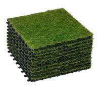 Outsunny Gazon synthétique Artificiel Set de 10 Dalles Carreaux 30 x 30 cm épaisseur Confort 3,5 cm à emboîter Vert