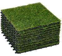 Gazon synthšŠtique Artificiel Set de 10 Dalles Carreaux 30 x 30 cm šŠpaisseur Confort 3,5 cm š€ embo?ter Vert