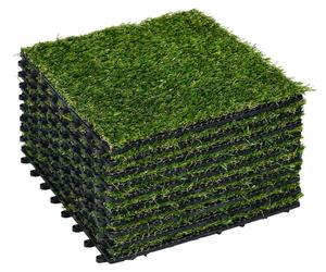 Gazon synthšŠtique Artificiel Set de 10 Dalles Carreaux 30 x 30 cm šŠpaisseur Confort 3 cm š€ embo?ter Vert