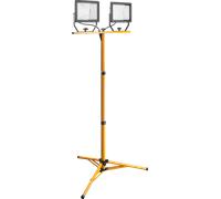 Goobay 49984 Projecteur de chantier à LED avec pied télescopique, 2 x 50 W avec un total de 8500 lm et une lumière blanche froide (6500 K), adapté à une utilisation en intérieur et en extérieur (IP65)