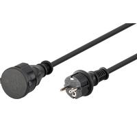 goobay - Câble d'alimentation - CEE 7/4 (R) bouchon de protection pour CEE 7/4 (P) - 230 V - 16 A - 10 m - noir