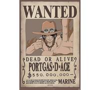 GB Eye - Poster ONE PIECE Chibi Wanted Ace - Produit Officiel - Format 52 x 38 cm - Papier Laminé Haute Qualité - Affiche Prime Pirate, beige