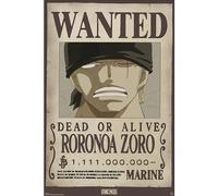 GB Eye - Poster ONE PIECE Chibi Wanted Zoro Wano - Produit Officiel - Format 52 x 38 cm - Papier Laminé Haute Qualité - Affiche Prime Pirate, beige