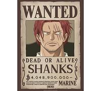 GB Eye - Poster ONE PIECE Wanted Shanks - Produit Officiel - Format 52 x 38 cm - Papier Laminé Haute Qualité - Affiche Prime Pirate - Roulé-filmé, beige