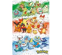 GB Eye - Poster POKÉMON First Partners - Produit Officiel - Format Maxi 61 x 91,5 cm - Papier Laminé Haute Qualité - Décoration Murale Collector