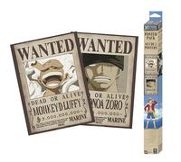 GB Eye - Set de 2 Posters ONE PIECE Chibi Wanted Luffy & Zoro - Produit Officiel - Format 52 x 38 cm - Papier Laminé - Affiches Collector Manga, beige