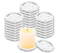 GBACHOOSE 24 Pièces Bougeoir Verre Transparent 10 cm, Bougeoir Rond pour Bougie Pilier, Support Bougie pour Mariage, Spa, Fête, Centre de Table et Décoration Maison