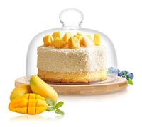 GBACHOOSE Cloche et Fromage 18 cm, Boîte à Fromage, Plateau Bambou, Cloche Verre, Gâteaux, Dessert, Fruit