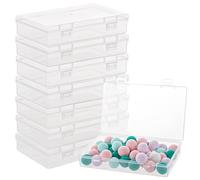 GBACHOOSE Lot de 8 boîtes de rangement en plastique transparent avec couvercle - 15,5 x 9,3 x 3 cm - Boîtes d'archives portables - Pour documents, scrapbooking, travaux manuels