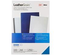 GBC | Lot de 100 Plats de couverture LeatherGrain A4 | Grain Cuir Bleu 250 g/m² | Finition premium, protection professionnelle & présentation soignée | Réf. CE040020