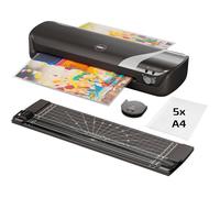 GBC, Set de Plastification 4-en-1, Inspire+, Plastifieuse A4, Massicot, Arrondisseur d'Angles et 5 Pochettes, max. 125µ, Noir