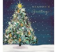 GBCC Lot de 10 cartes de Noël caritatives - Arbre festif dans la neige - Finition aluminium - Cartes de vœux de qualité supérieure avec enveloppes - Soutien aux organismes caritatifs britanniques