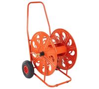 GBCDSWBR Dévidoir pour tuyau d'arrosage 140 m 3/4" en acier | Construction revêtue par pulvérisation, avec manivelle et roues, bec extérieur rotatif