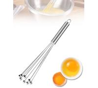 GBEDFO Mini Fouets Cuisine,Fouet Cuisine Professionnel,Argent Batteur Main à Boule en Inox Avec 10 Fils pour Mélanger Battre Pâte à Fouetter œuf Mousse Lait(10 Pouces)