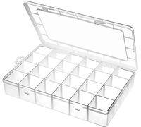 Gbivbe Boîte de Rangement Plastique Transparente, Grande Taille 24 Compartiment Ajustables Caisse Rangement Plastique, Transparents Boite de Rangement pour Boucle d'oreille, Bijoux, Vis, Perles