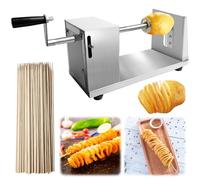GBKDQQ Coupe-pommes de terre en spirale, en acier inoxydable, avec 50 brochettes en bambou, pour fruits, pommes de terre, chips tornado