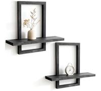 GBKDQQ Lot de 2 étagères murales flottantes en bois noir - Étagère suspendue comme décoration murale et rangement pour salon, chambre à coucher, cuisine, salle de bain (étagères flottantes)